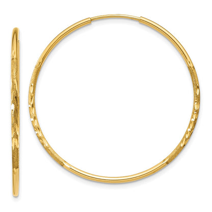 14K Yellow Gold 1.25mm Diamond Cut Endless Hoop Earring