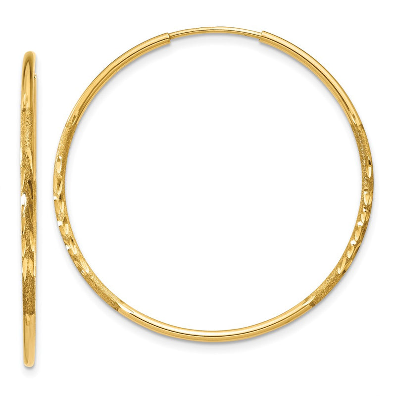 14K Yellow Gold 1.25mm Diamond Cut Endless Hoop Earring