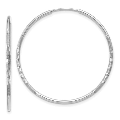 14K White Gold 1.20mm Diamond-Cut Endless Hoop Earring