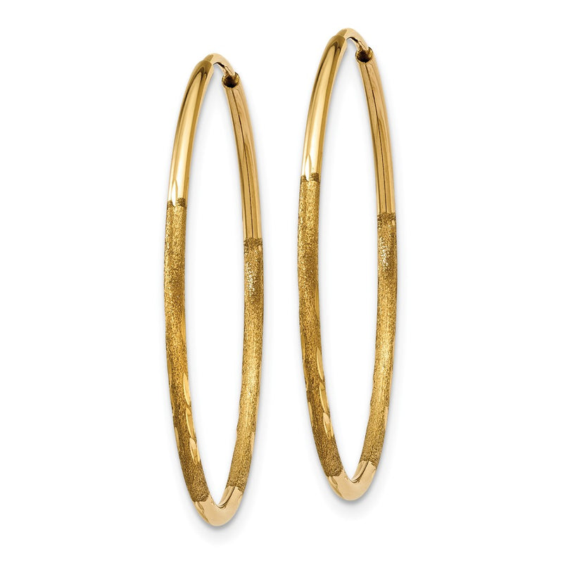 14K Yellow Gold 1.25mm Diamond Cut Endless Hoop Earring