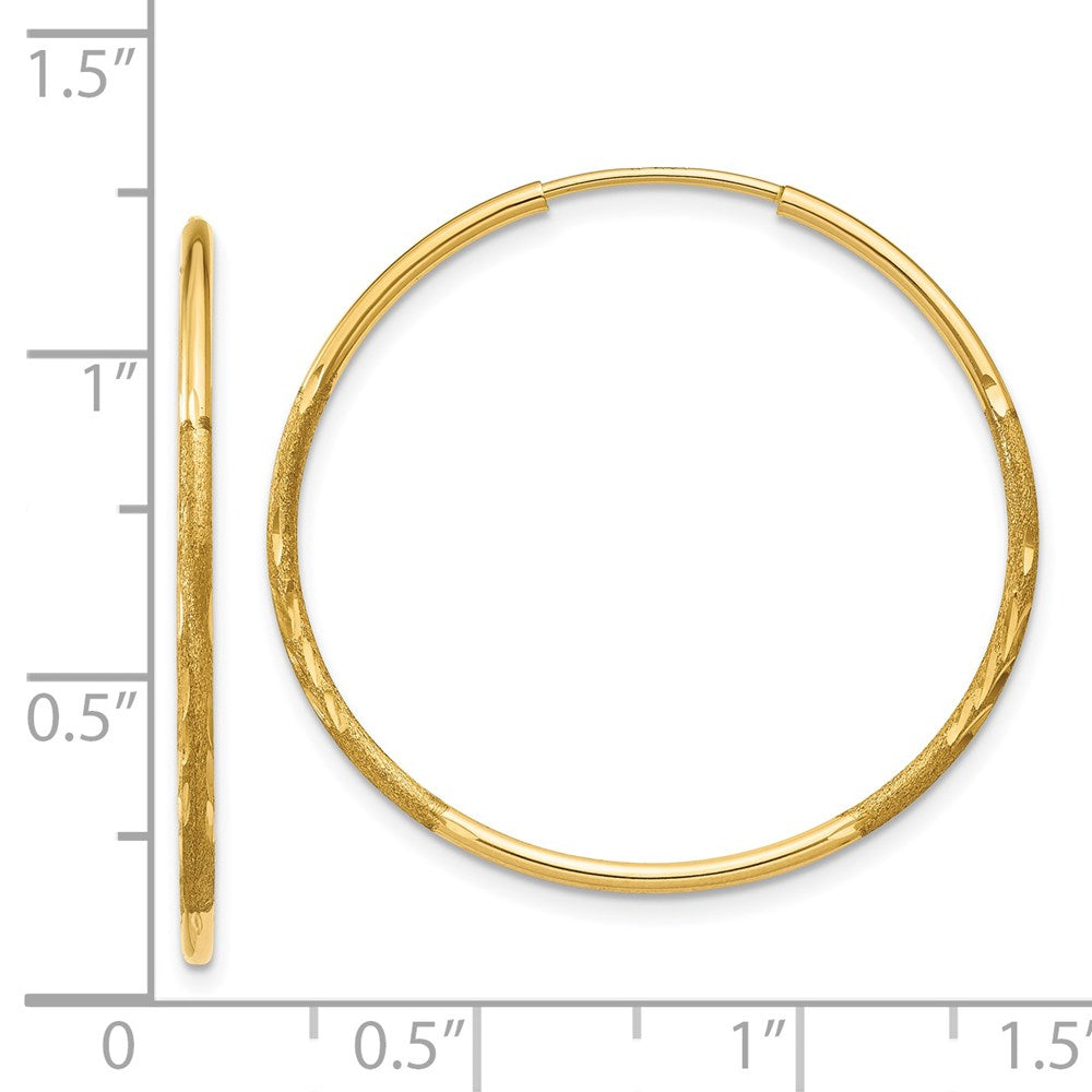 14K Yellow Gold 1.25mm Diamond Cut Endless Hoop Earring