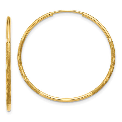 14K Yellow Gold 1.25mm Diamond Cut Endless Hoop Earring