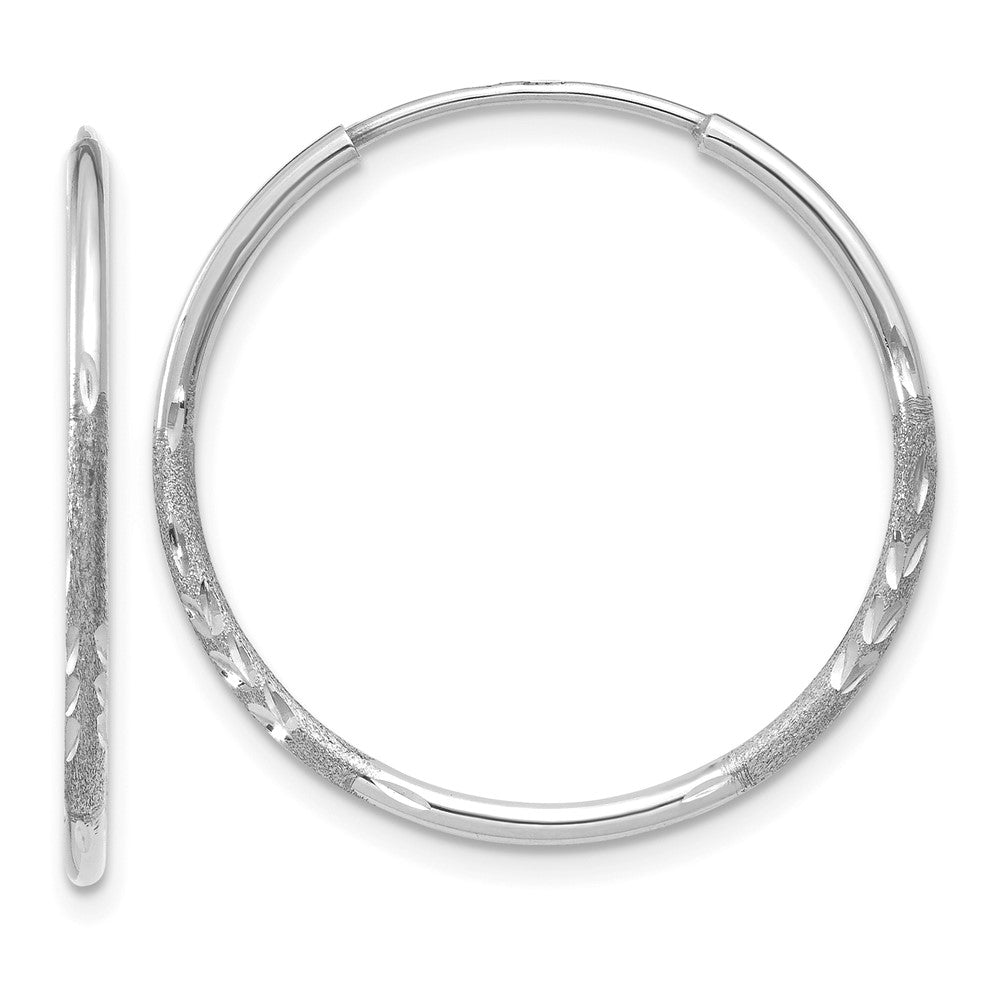 14K White Gold 1.20mm Diamond-Cut Endless Hoop Earring