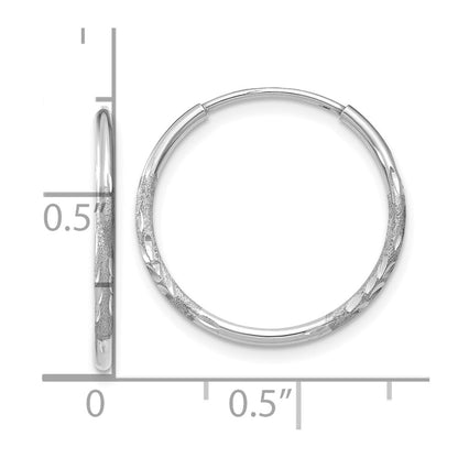 14K White Gold 1.20mm Diamond-Cut Endless Hoop Earring
