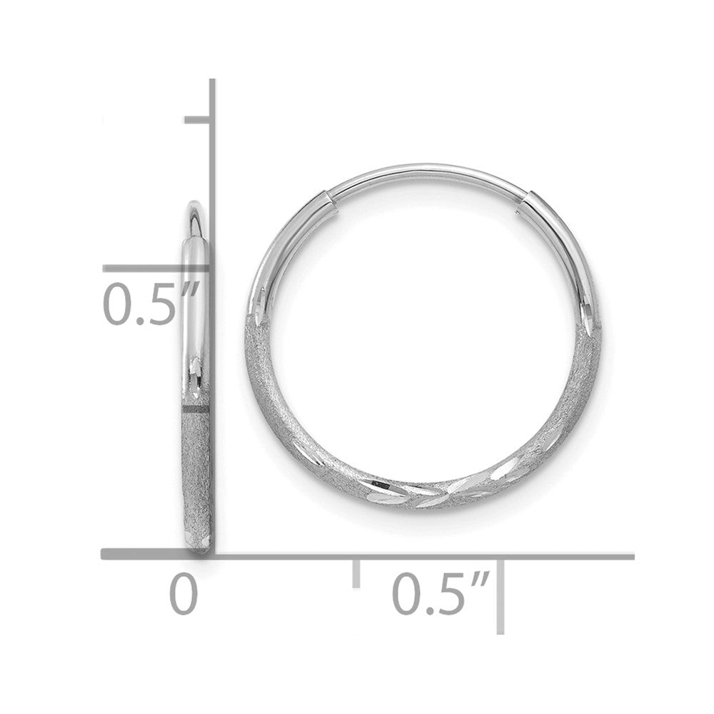 14K White Gold 1.20mm Diamond-Cut Endless Hoop Earring