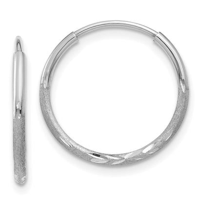 14K White Gold 1.20mm Diamond-Cut Endless Hoop Earring