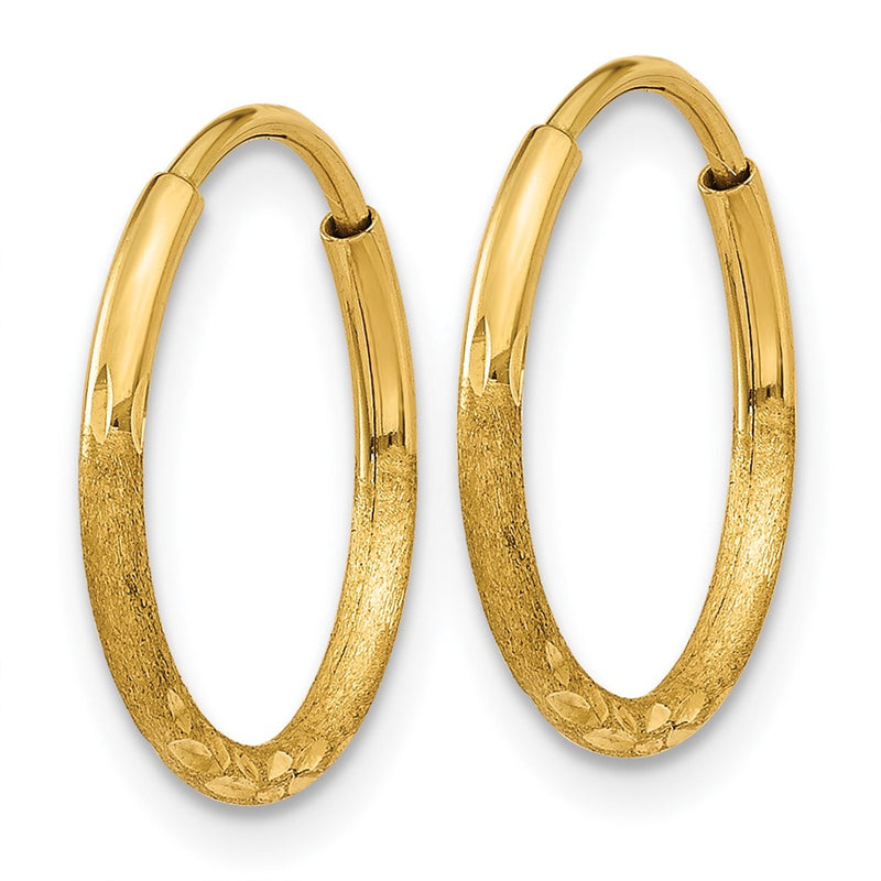 14K Yellow Gold 1.25mm Diamond Cut Endless Hoop Earring