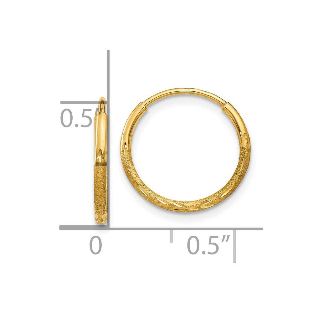 14K Yellow Gold 1.25mm Diamond Cut Endless Hoop Earring