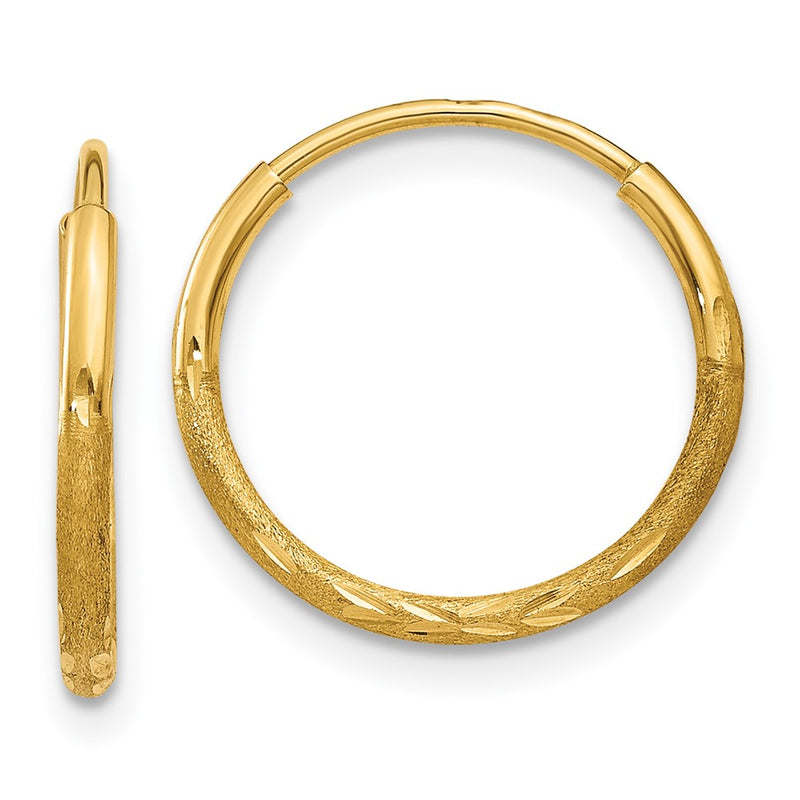 14K Yellow Gold 1.25mm Diamond Cut Endless Hoop Earring
