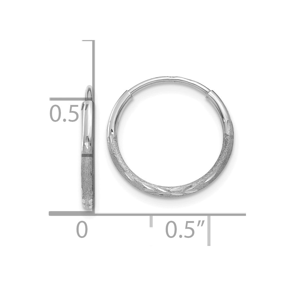 14K White Gold 1.20mm Diamond-Cut Endless Hoop Earring