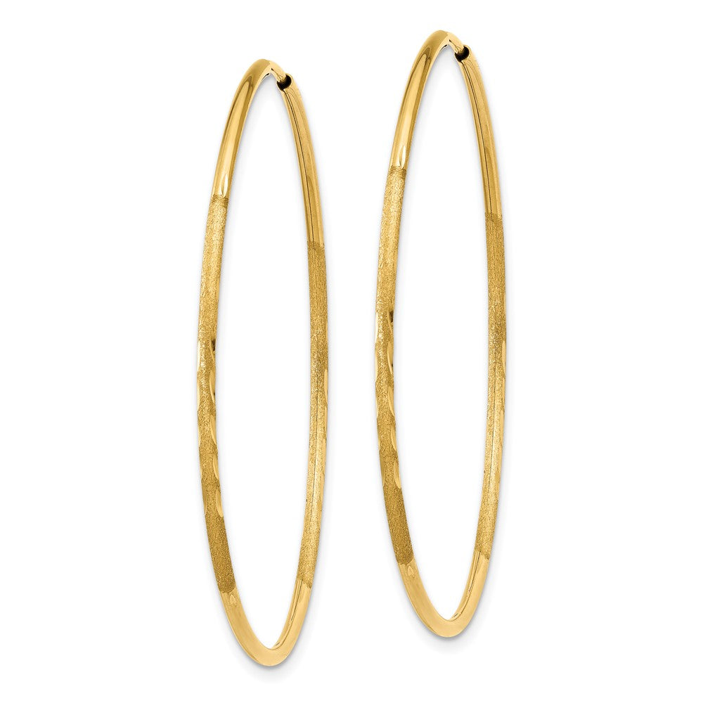 14K Yellow Gold 1.25mm Diamond Cut Endless Hoop Earring