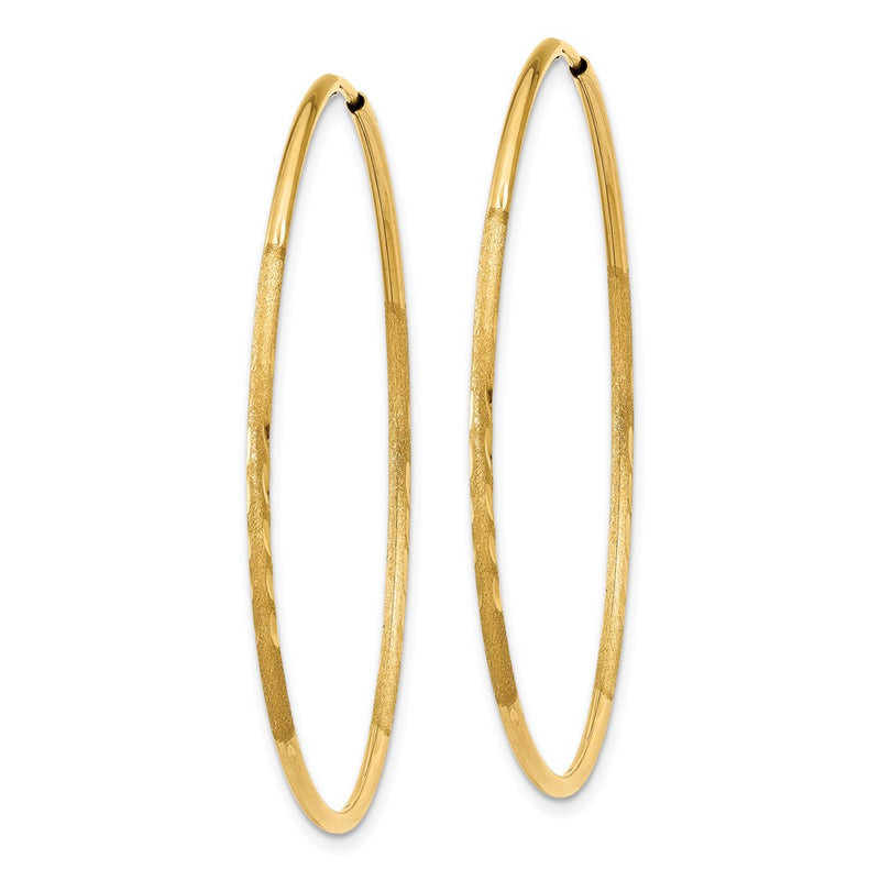 14K Yellow Gold 1.25mm Diamond Cut Endless Hoop Earring