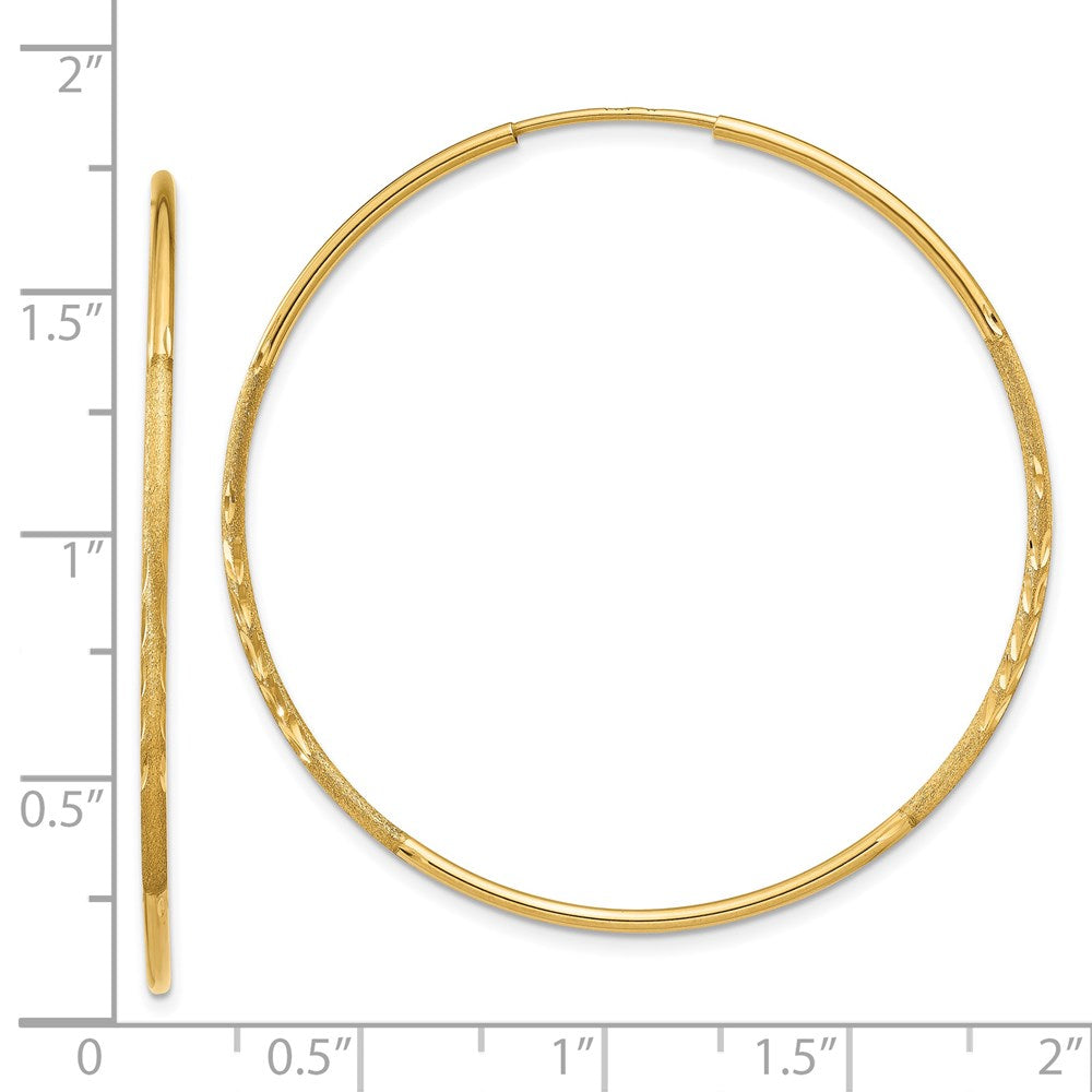 14K Yellow Gold 1.25mm Diamond Cut Endless Hoop Earring