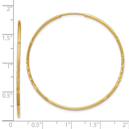 14K Yellow Gold 1.25mm Diamond Cut Endless Hoop Earring