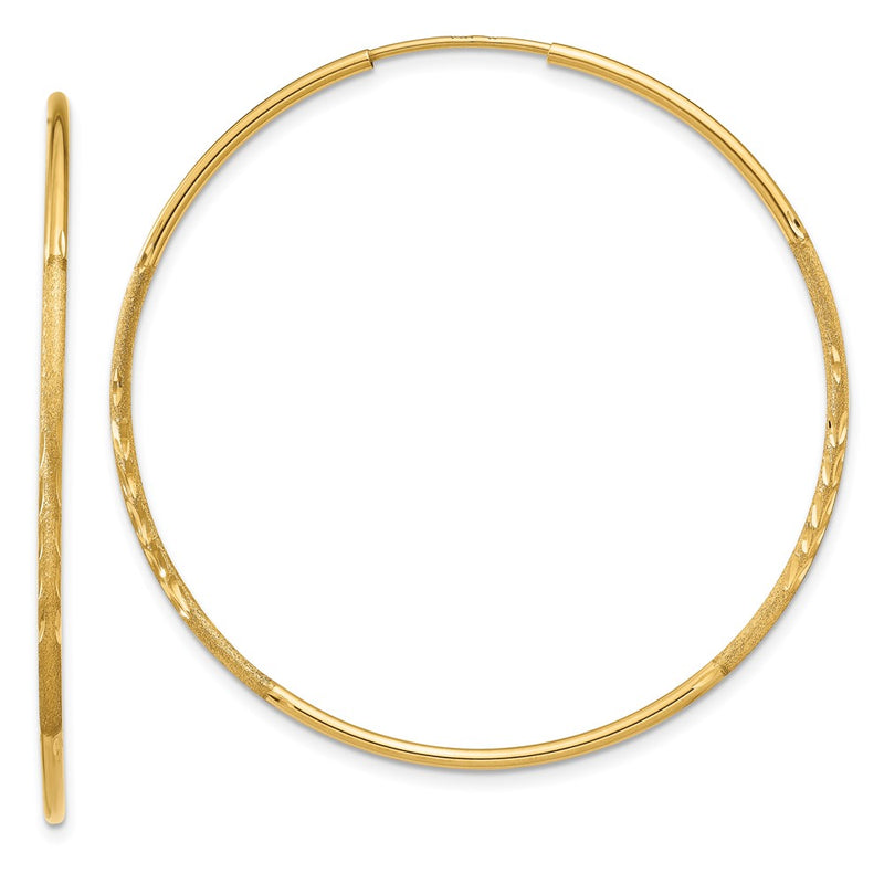 14K Yellow Gold 1.25mm Diamond Cut Endless Hoop Earring