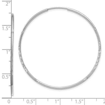 14K White Gold 1.20mm Diamond-Cut Endless Hoop Earring