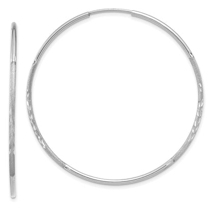14K White Gold 1.20mm Diamond-Cut Endless Hoop Earring