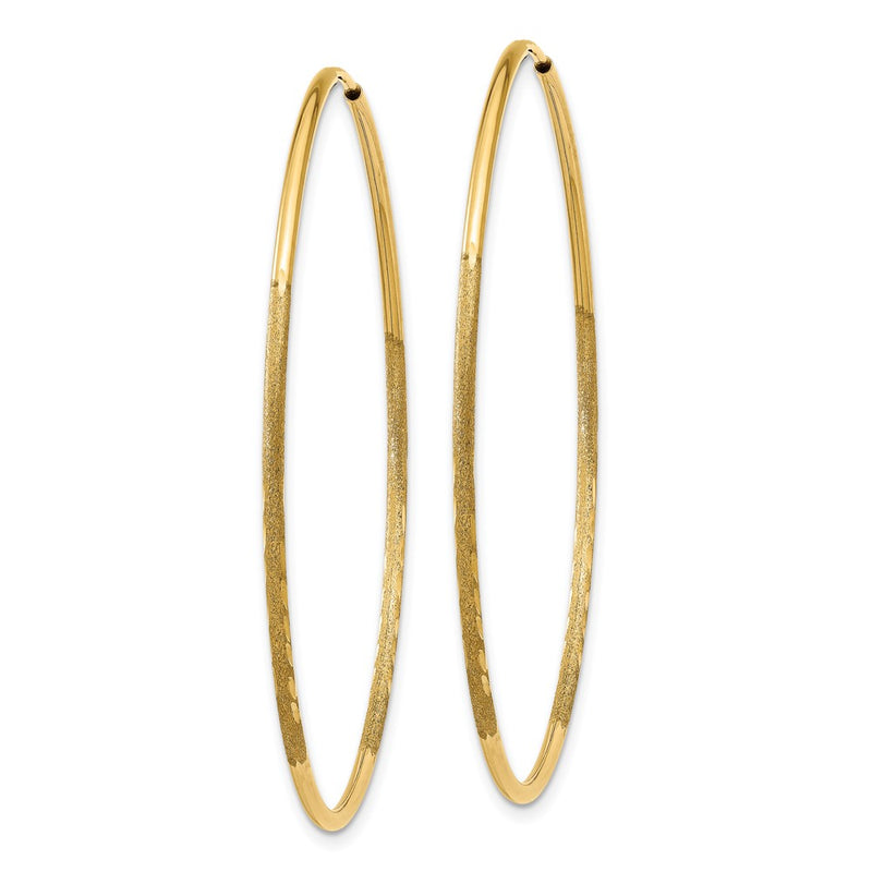 14K Yellow Gold 1.25mm Diamond Cut Endless Hoop Earring