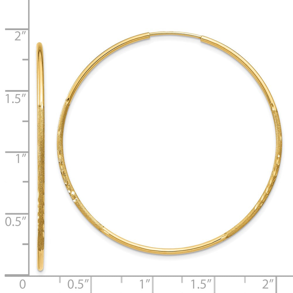 14K Yellow Gold 1.25mm Diamond Cut Endless Hoop Earring