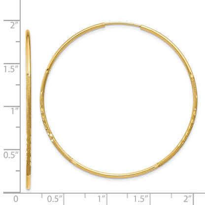 14K Yellow Gold 1.25mm Diamond Cut Endless Hoop Earring