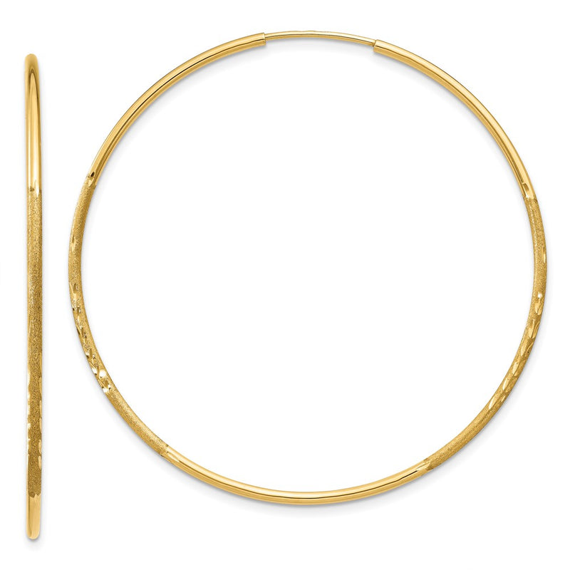 14K Yellow Gold 1.25mm Diamond Cut Endless Hoop Earring