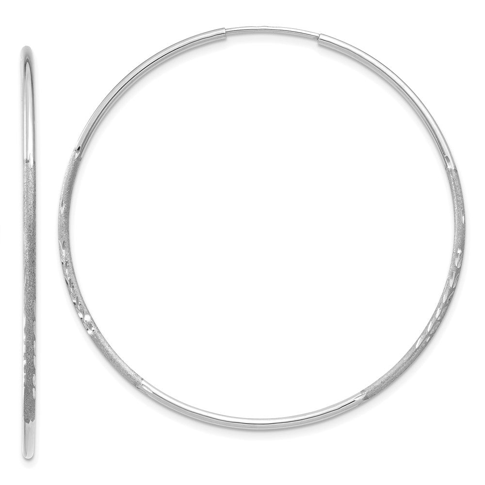 14K White Gold 1.20mm Diamond-Cut Endless Hoop Earring