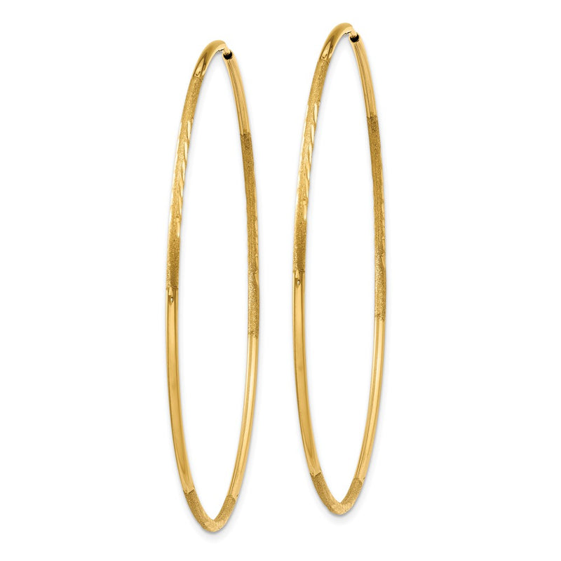 14K Yellow Gold 1.25mm Diamond Cut Endless Hoop Earring