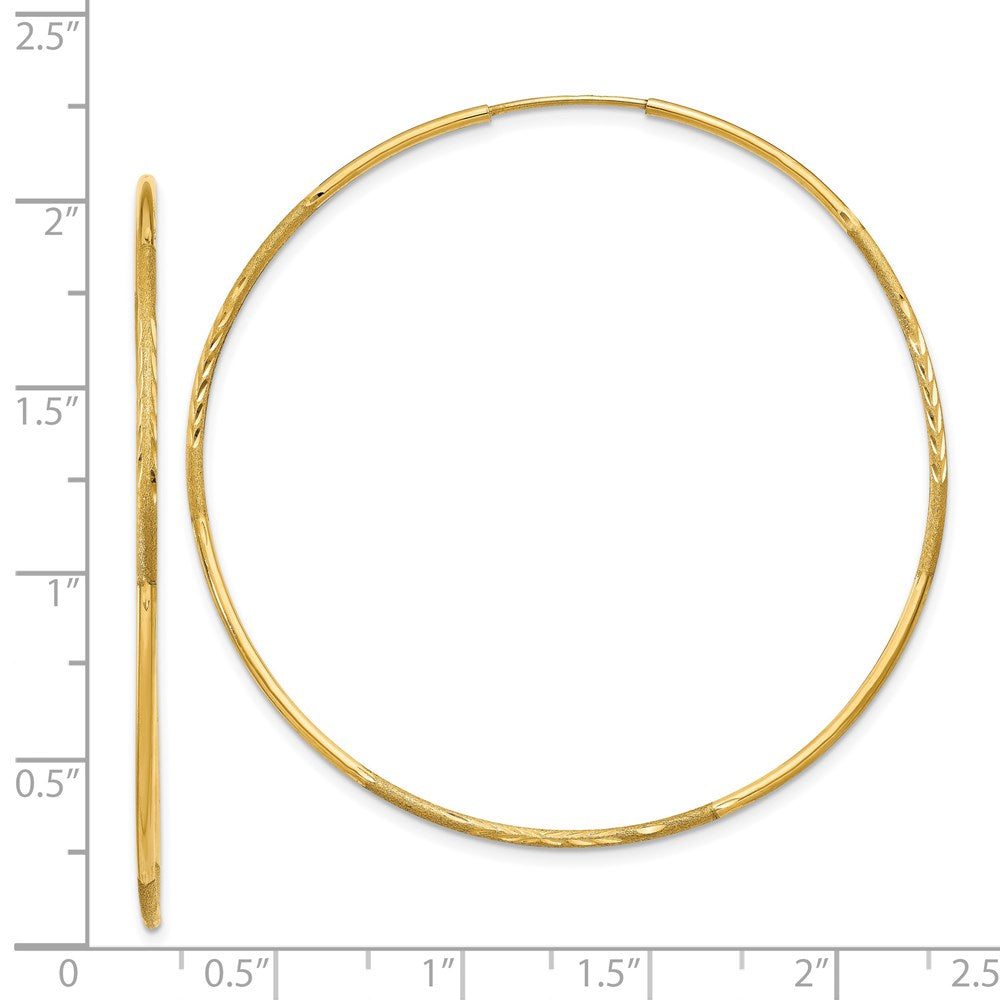 14K Yellow Gold 1.25mm Diamond Cut Endless Hoop Earring