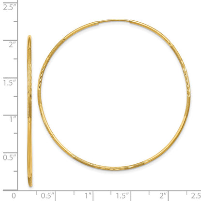 14K Yellow Gold 1.25mm Diamond Cut Endless Hoop Earring