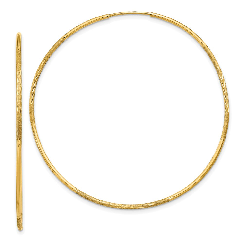 14K Yellow Gold 1.25mm Diamond Cut Endless Hoop Earring