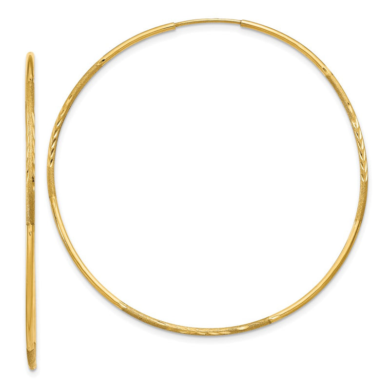 14K Yellow Gold 1.25mm Diamond Cut Endless Hoop Earring