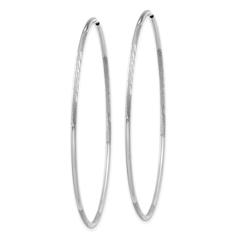 14K White Gold 1.20mm Diamond-Cut Endless Hoop Earring