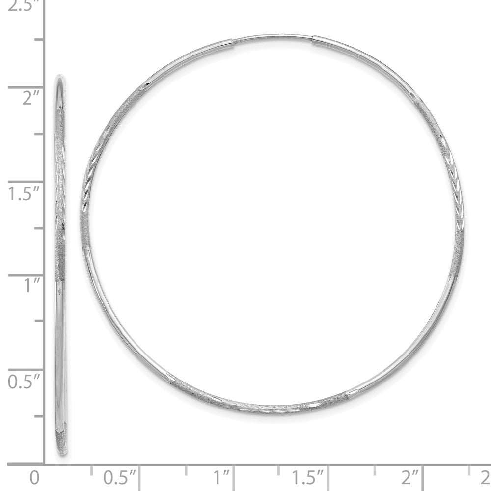 14K White Gold 1.20mm Diamond-Cut Endless Hoop Earring