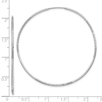14K White Gold 1.20mm Diamond-Cut Endless Hoop Earring