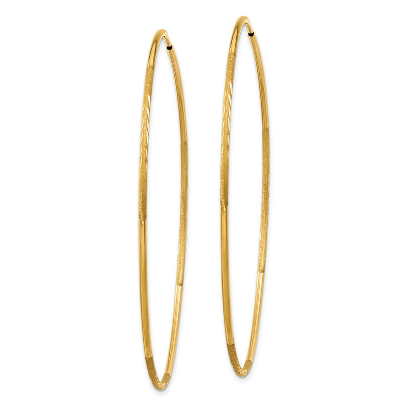 14K Yellow Gold 1.25mm Diamond Cut Endless Hoop Earring
