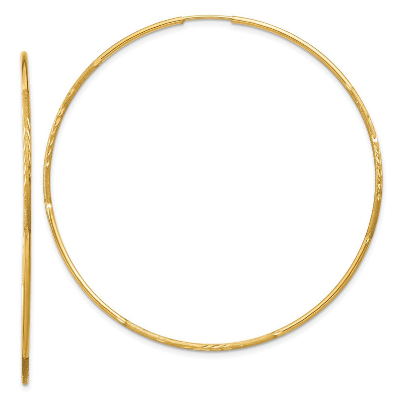 14K Yellow Gold 1.25mm Diamond Cut Endless Hoop Earring