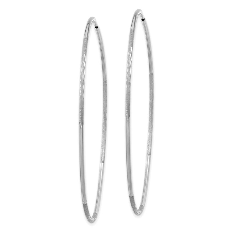 14K White Gold 1.20mm Diamond-Cut Endless Hoop Earring