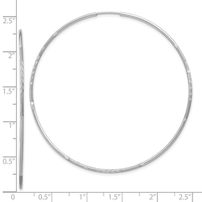 14K White Gold 1.20mm Diamond-Cut Endless Hoop Earring
