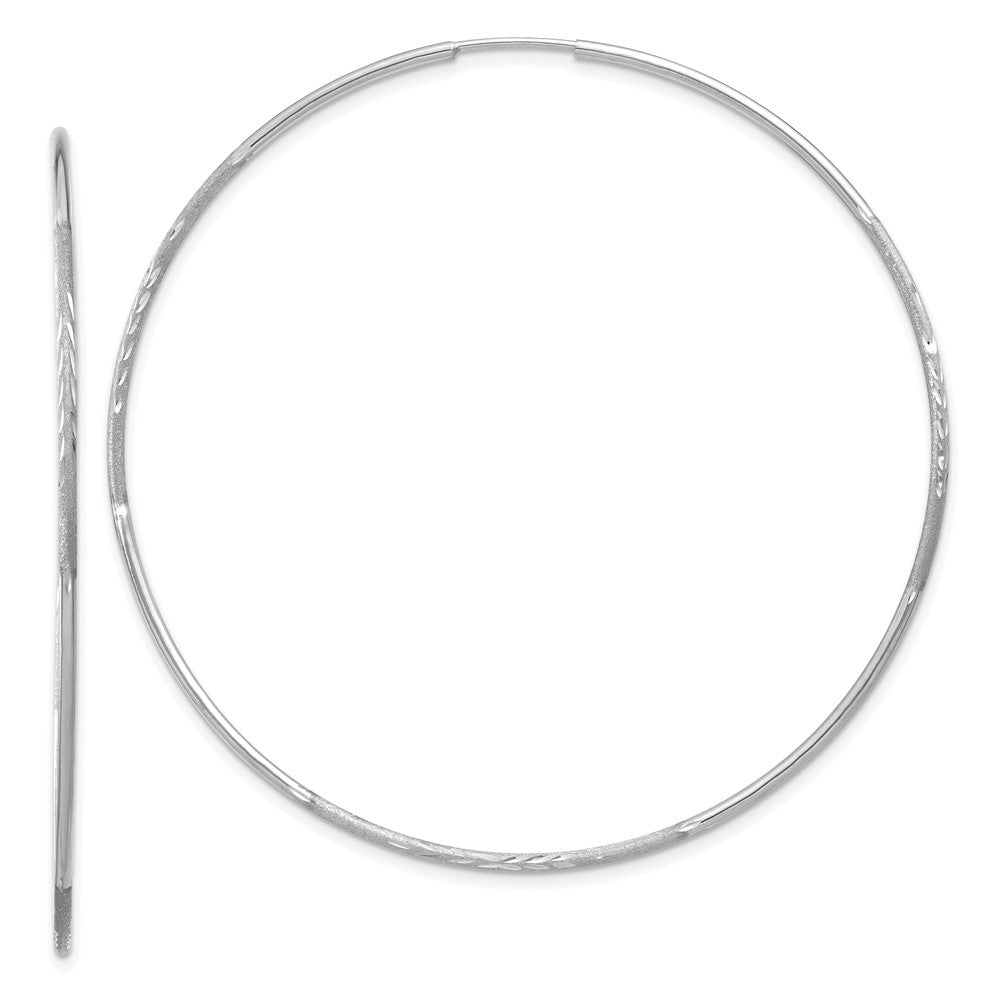 14K White Gold 1.20mm Diamond-Cut Endless Hoop Earring