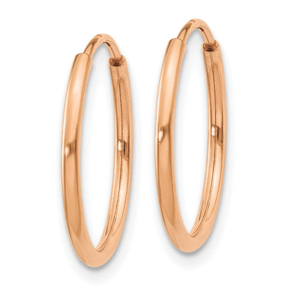 14K Rose Gold 1.2mm Polished Endless Hoop Earrings