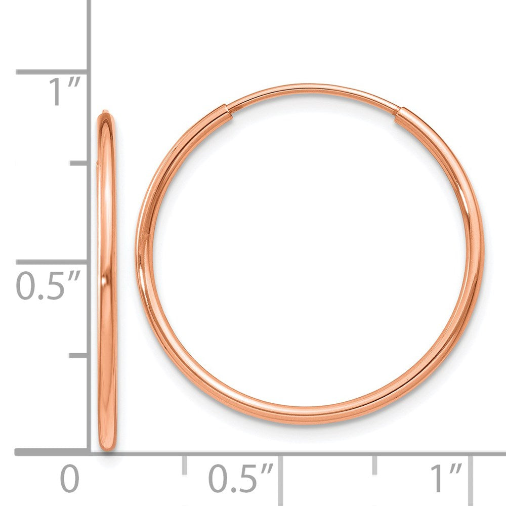 14K Rose Gold 1.2mm Polished Endless Hoop Earrings