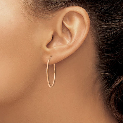14K Rose Gold 1.2mm Polished Endless Hoop Earrings