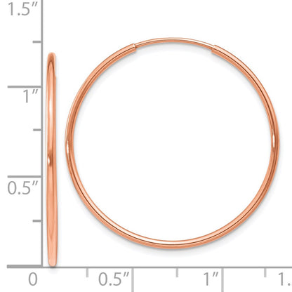 14K Rose Gold 1.2mm Polished Endless Hoop Earrings