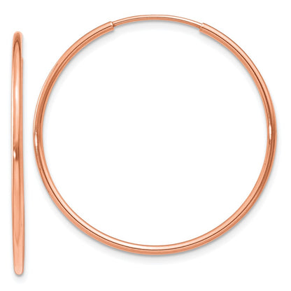 14K Rose Gold 1.2mm Polished Endless Hoop Earrings