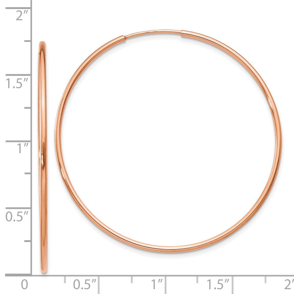 14K Rose Gold 1.2mm Polished Endless Hoop Earrings