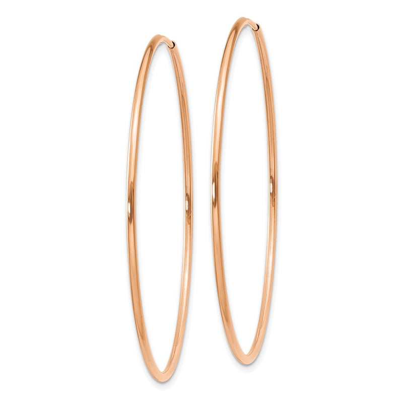 14K Rose Gold 1.2mm Polished Endless Hoop Earrings
