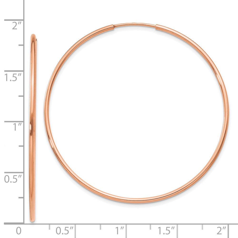 14K Rose Gold 1.2mm Polished Endless Hoop Earrings