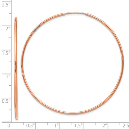 14K Rose Gold 1.2mm Polished Endless Hoop Earrings