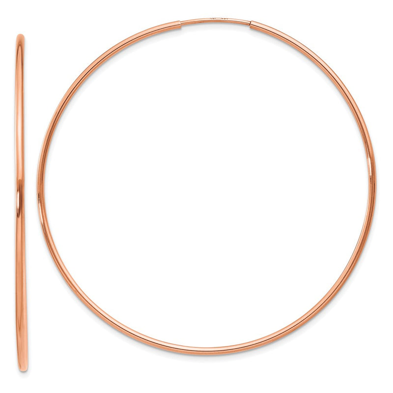 14K Rose Gold 1.2mm Polished Endless Hoop Earrings