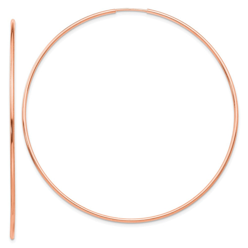 14K Rose Gold 1.2mm Polished Endless Hoop Earrings
